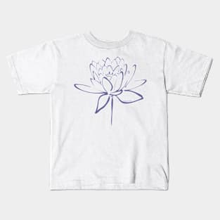 Blue Calligraphy Lotus Kids T-Shirt